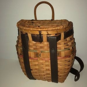Vintage Wicker Basket Backpack Design